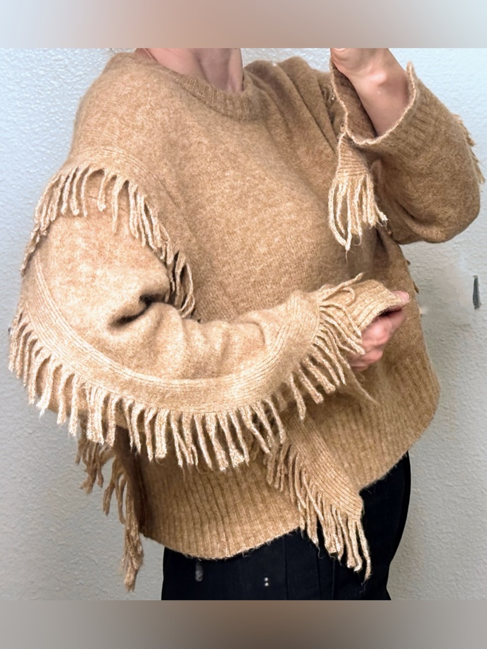 3.1 Phillip Lim Alpaca Fringe Crewneck Sweater Praline Size S